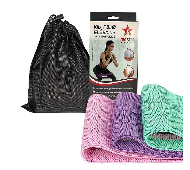 Kit de 3 Faixas Elásticas para Exercícios com 3 Níveis de Resistência