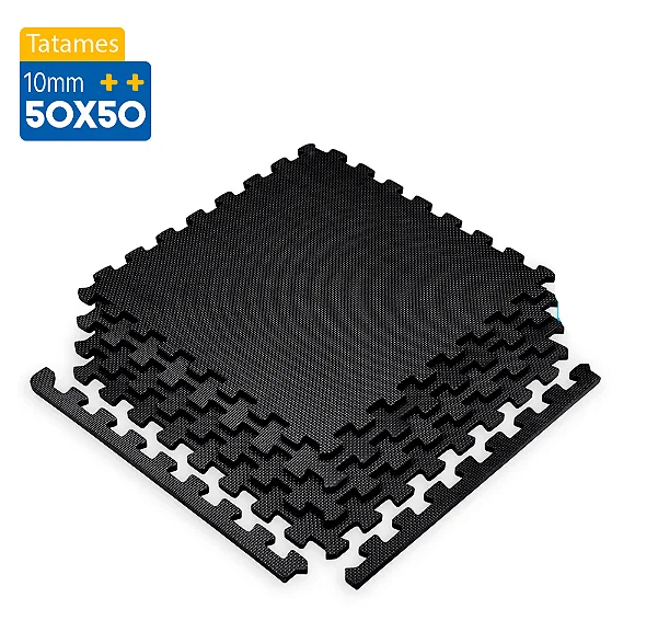 Placa Tatame Tapete Eva preto 50x50x10mm