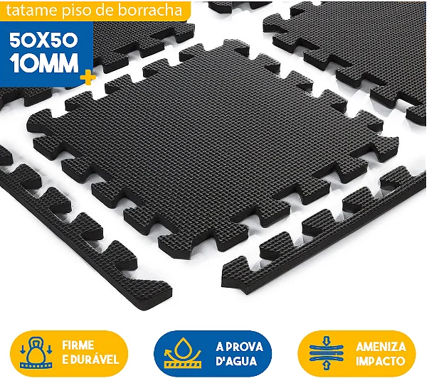 Placa Tatame Tapete Eva preto 50x50x10mm