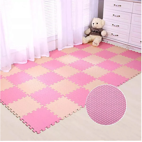 Kits Tapete Tatame Infantil 50x50 10mm Rosa